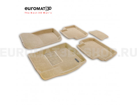 Текстильные 3D коврики Euromat3D Business в салон для Citroen C-Crosser № EMC3D-003609T Бежевые